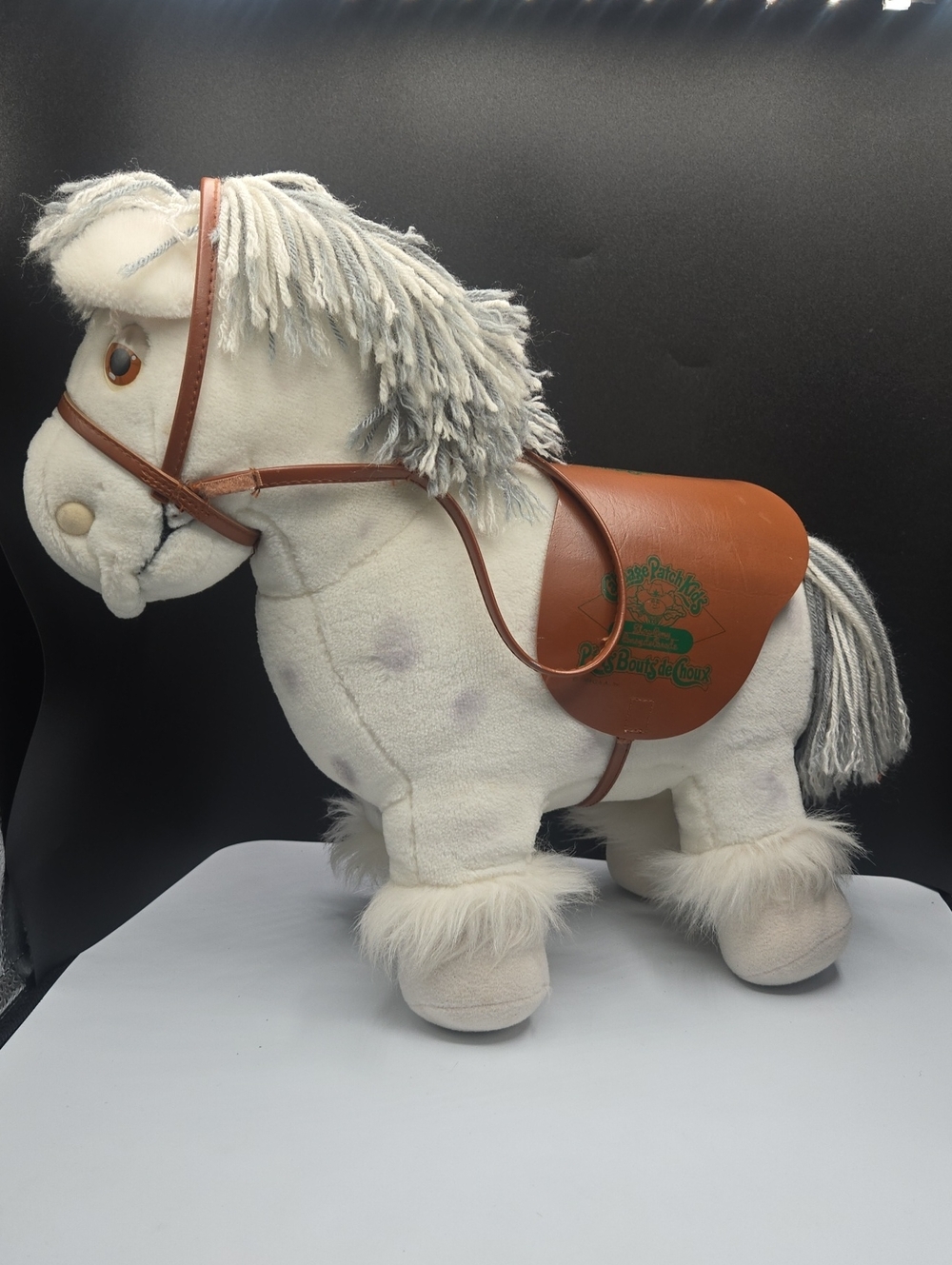 Vintage 1984 Cabbage Patch Kids Show Pony White Gray Dapple w/ Saddle